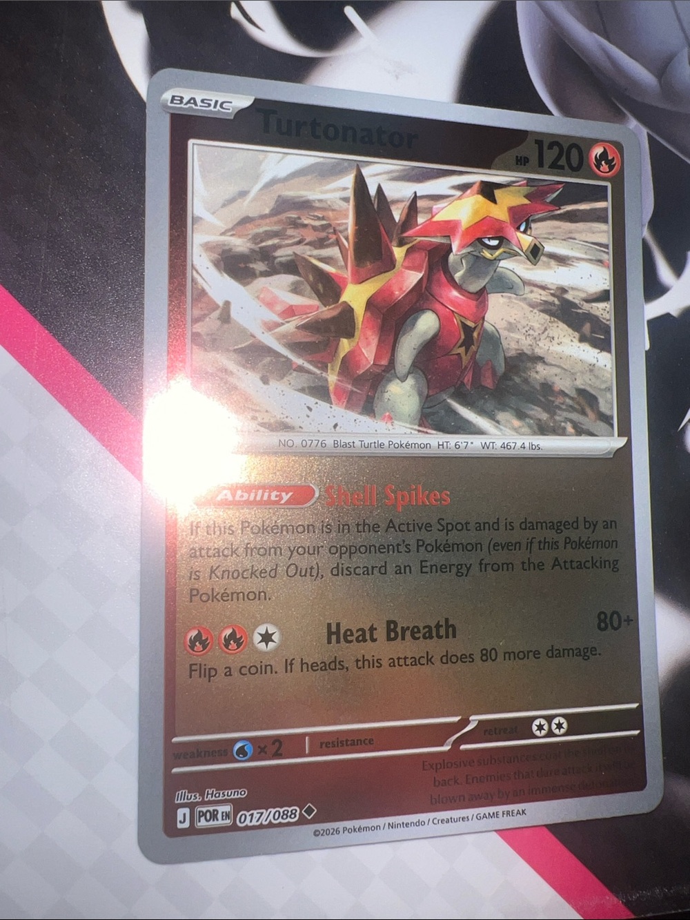Pokemon Turtonator Card - Red, Yellow, Gray